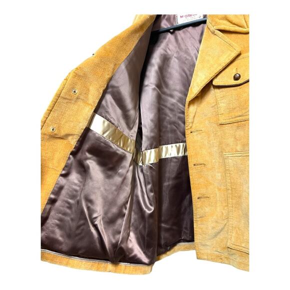 Vintage 70s Mcgregor Camel Tan Corduroy Ribbed Collar Button Jacket 44 Jacket - Picture 6 of 9